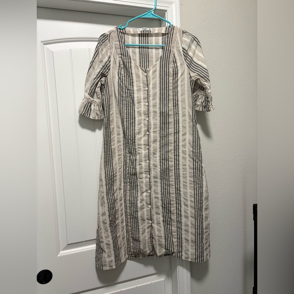 Mango Striped Dress in Black and Cream